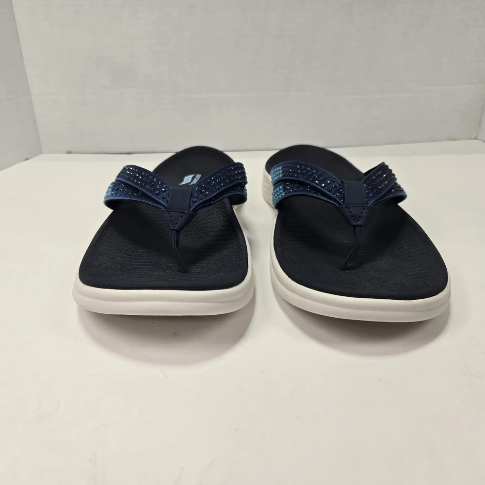 Skechers Women's Arch Fit Radiance Ombre Blue Rhinestone Sandals Size 7 Wide - Picture 5 of 12